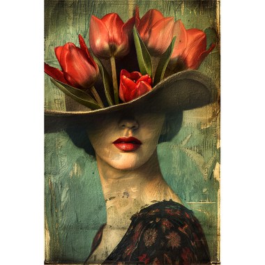 Vrouw - hoed - bloemen 